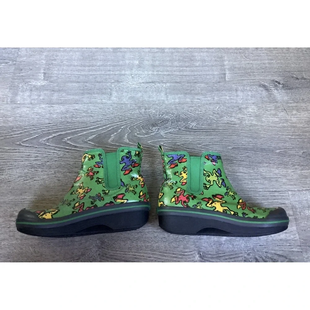 Dansko Vicki Vegan Kids Youth Size 3 EU 33 Green Rain Boots with Colorful Frogs